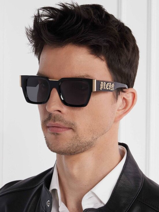 Philipp Plein SPP095M 0700 Square Sunglasses – Black / Grey main image 8